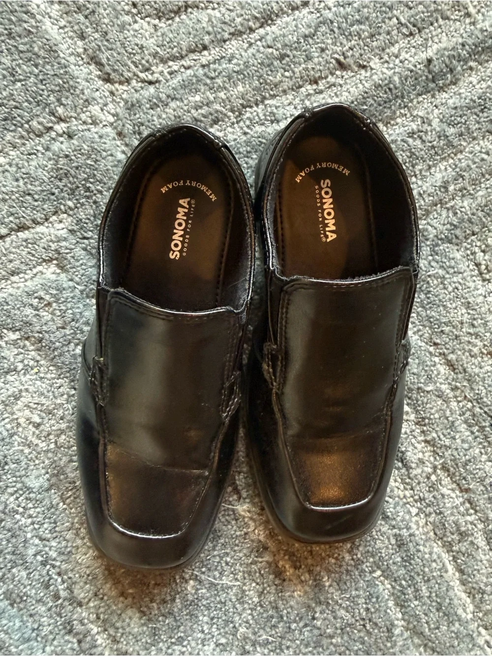 Sonoma Loafers Boys Size 1 Black Slip On Memory Foam Wedding Formal